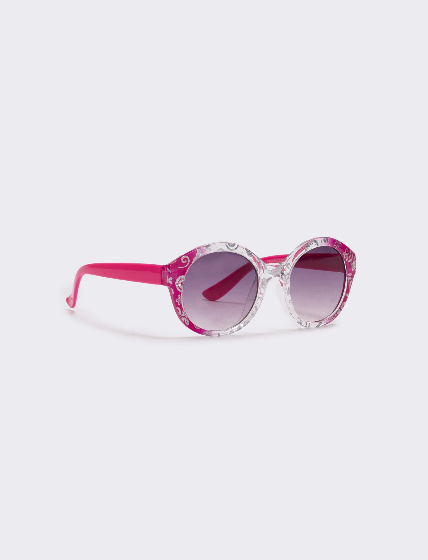 Occhiali tondi con glitter brillanti - Fuxia