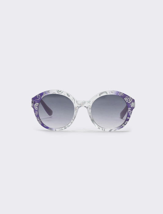 Occhiali tondi con glitter brillanti - Lilla
