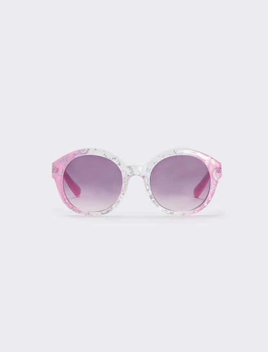 Round glasses with sparkling glitter - Pink