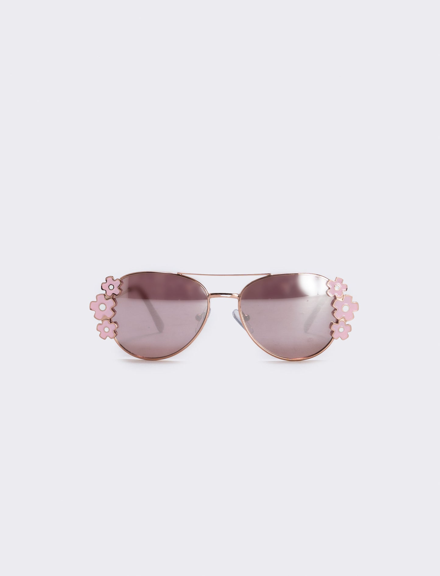 Occhiali da sole in metallo con fiori - Oro rosa