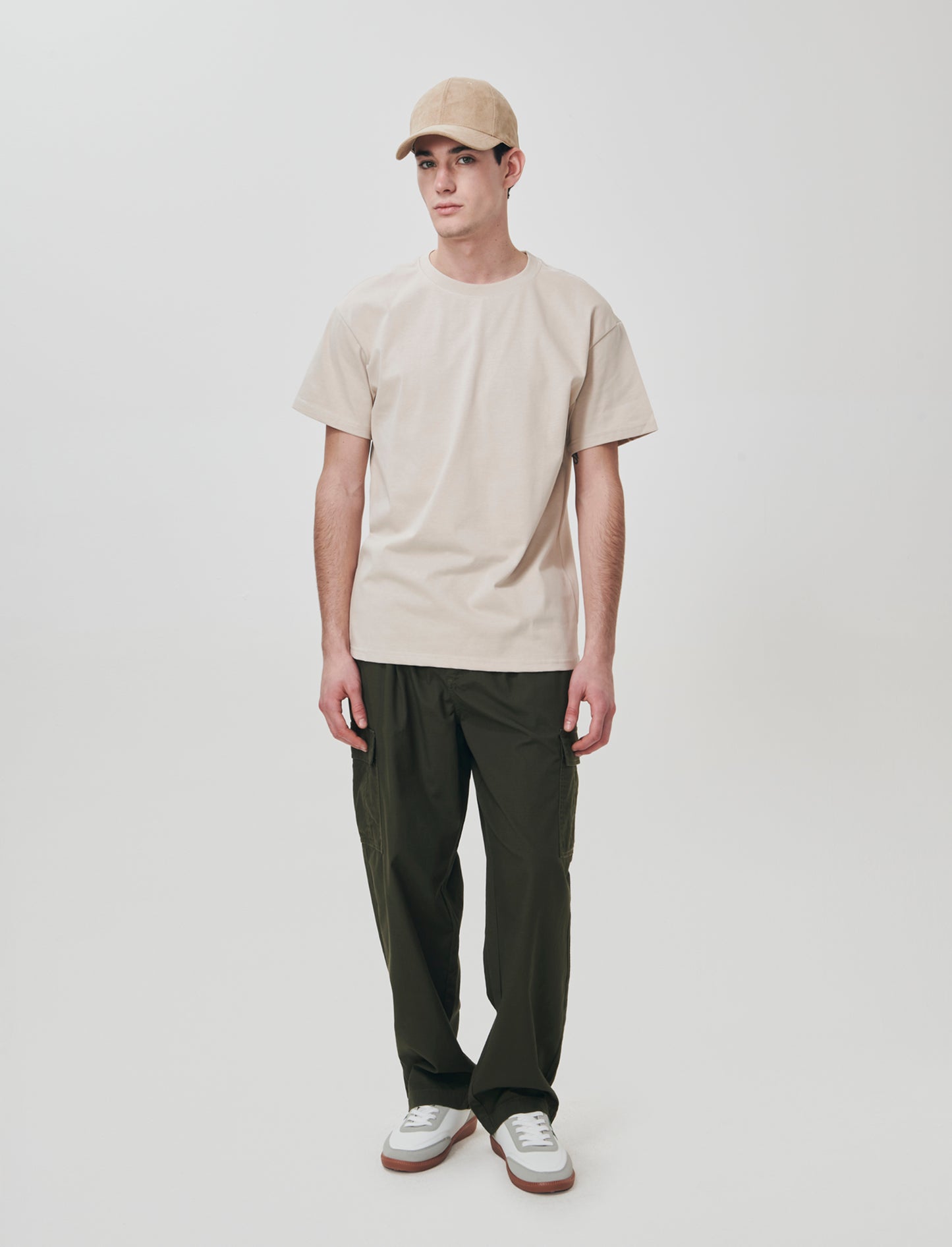 T-shirt girocollo in tessuto premium - Beige