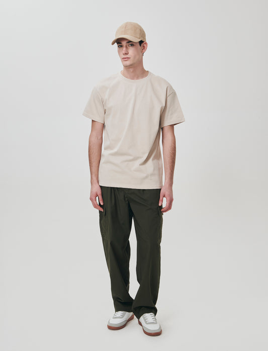 T-shirt girocollo in tessuto premium - Beige