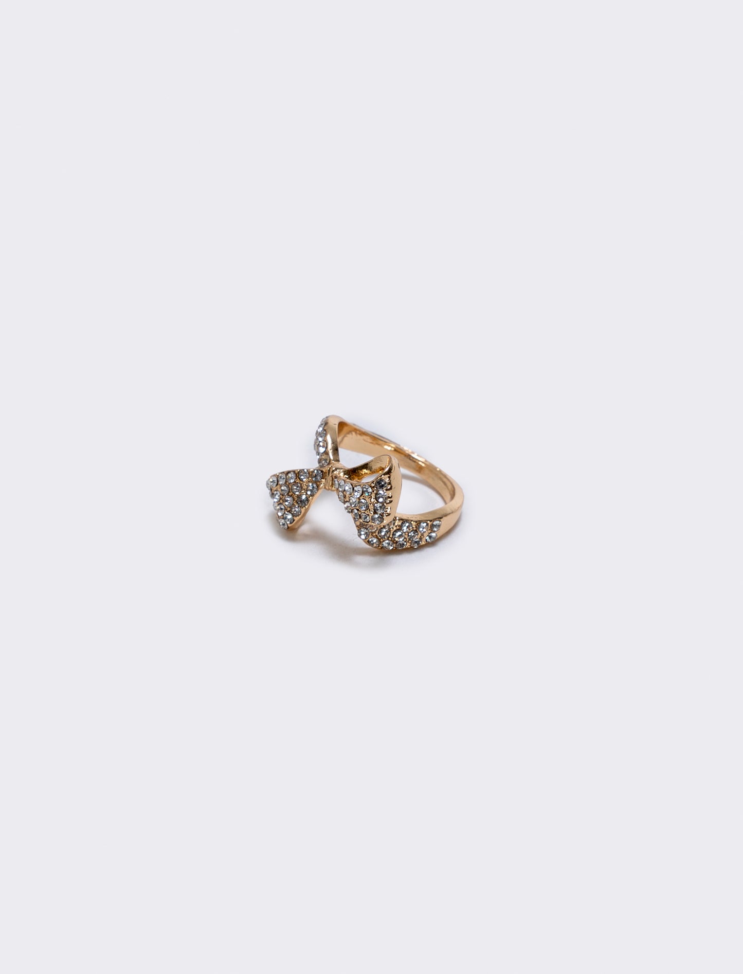 Anello fiocco con strass - Oro