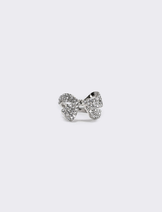 Anello fiocco con strass - Argento