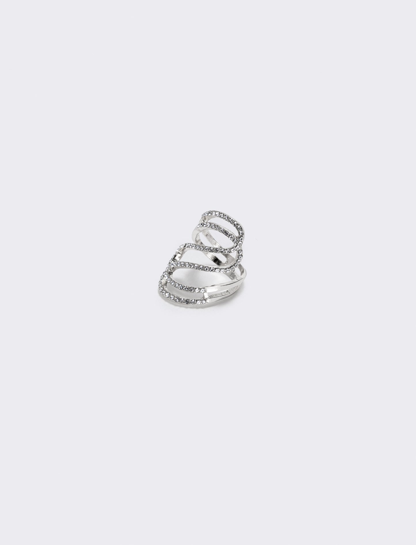 Anello con strass a onda elegante - Argento
