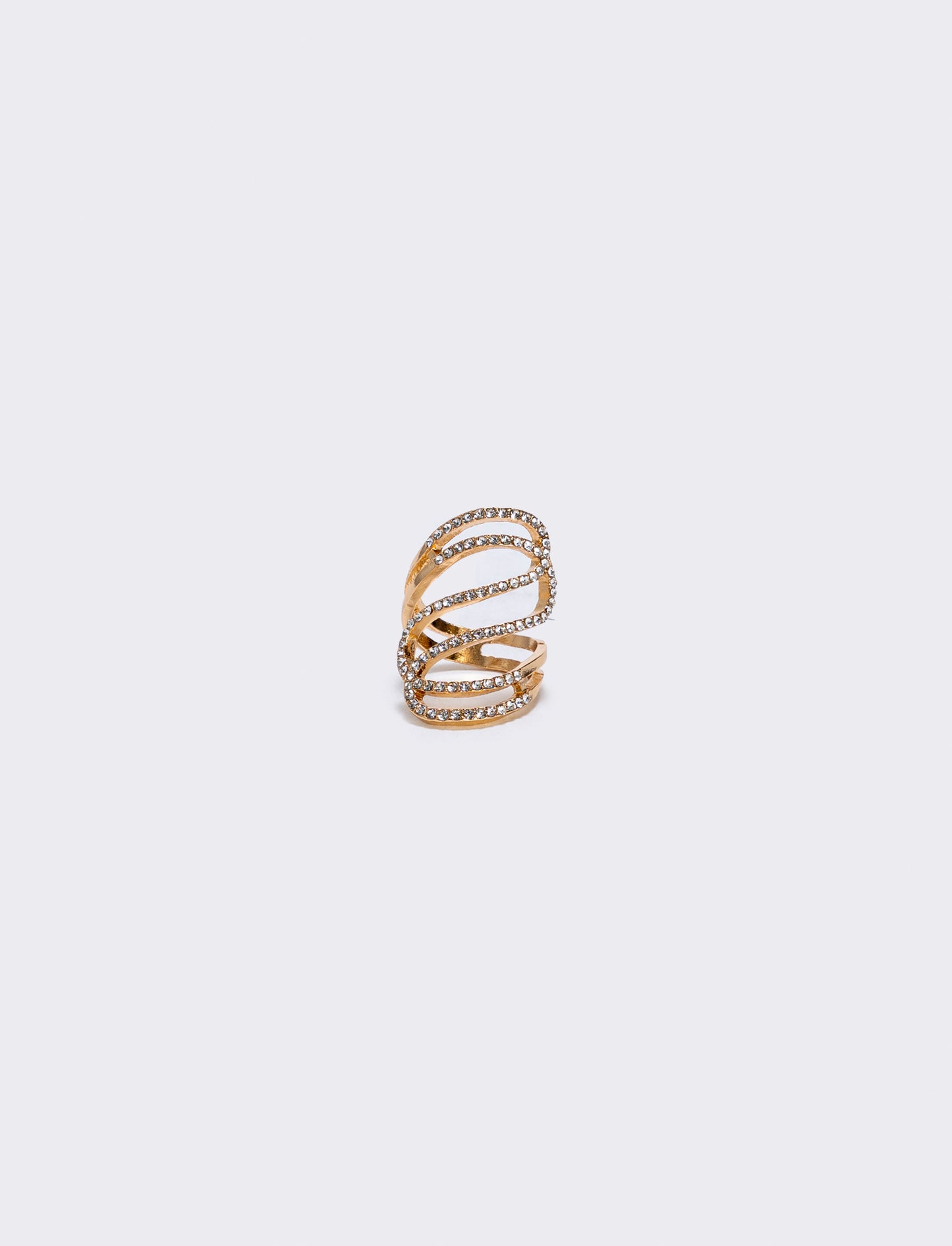 Anello con strass a onda elegante - Oro