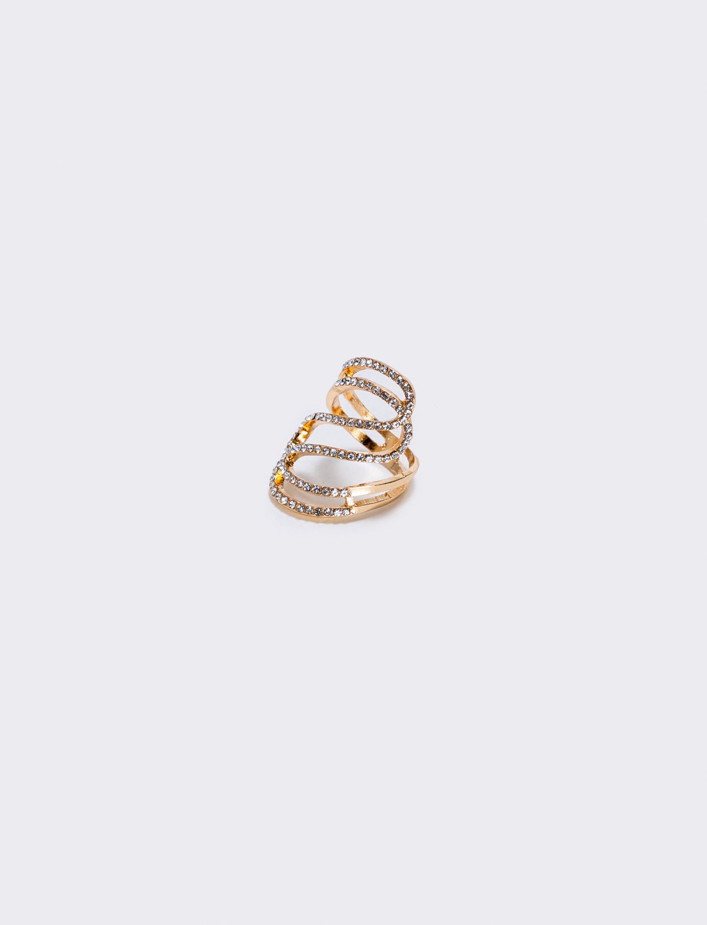 Anello con strass a onda elegante - Oro