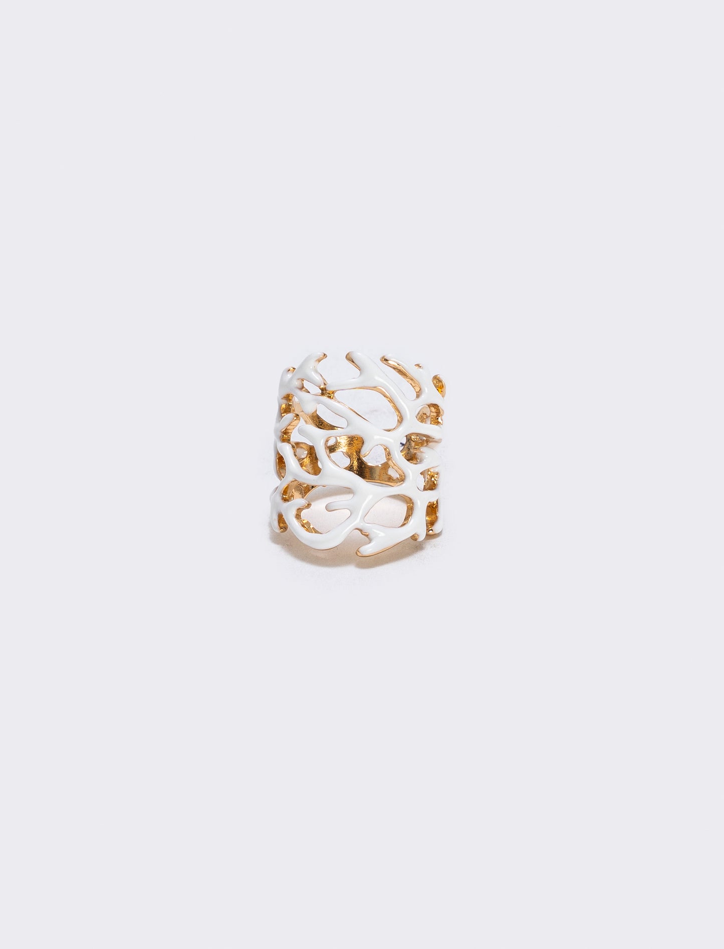 Anello con rami di corallo - Bianco