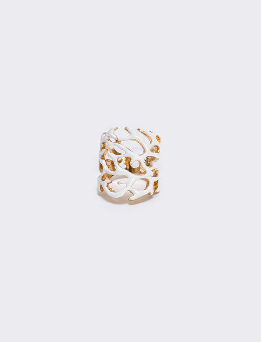 Anello con rami di corallo - Bianco