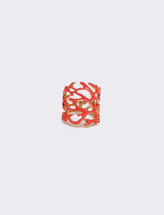 Anello con rami di corallo - Arancio