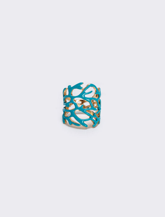 Anello con rami di corallo - Turchese