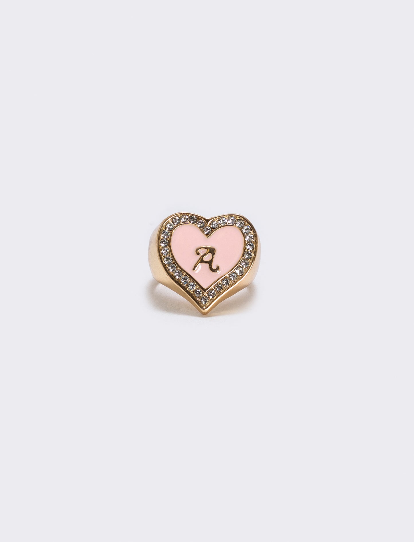 Anello cuore smaltato con strass - var 1