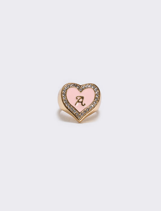 Anello cuore smaltato con strass - var 1