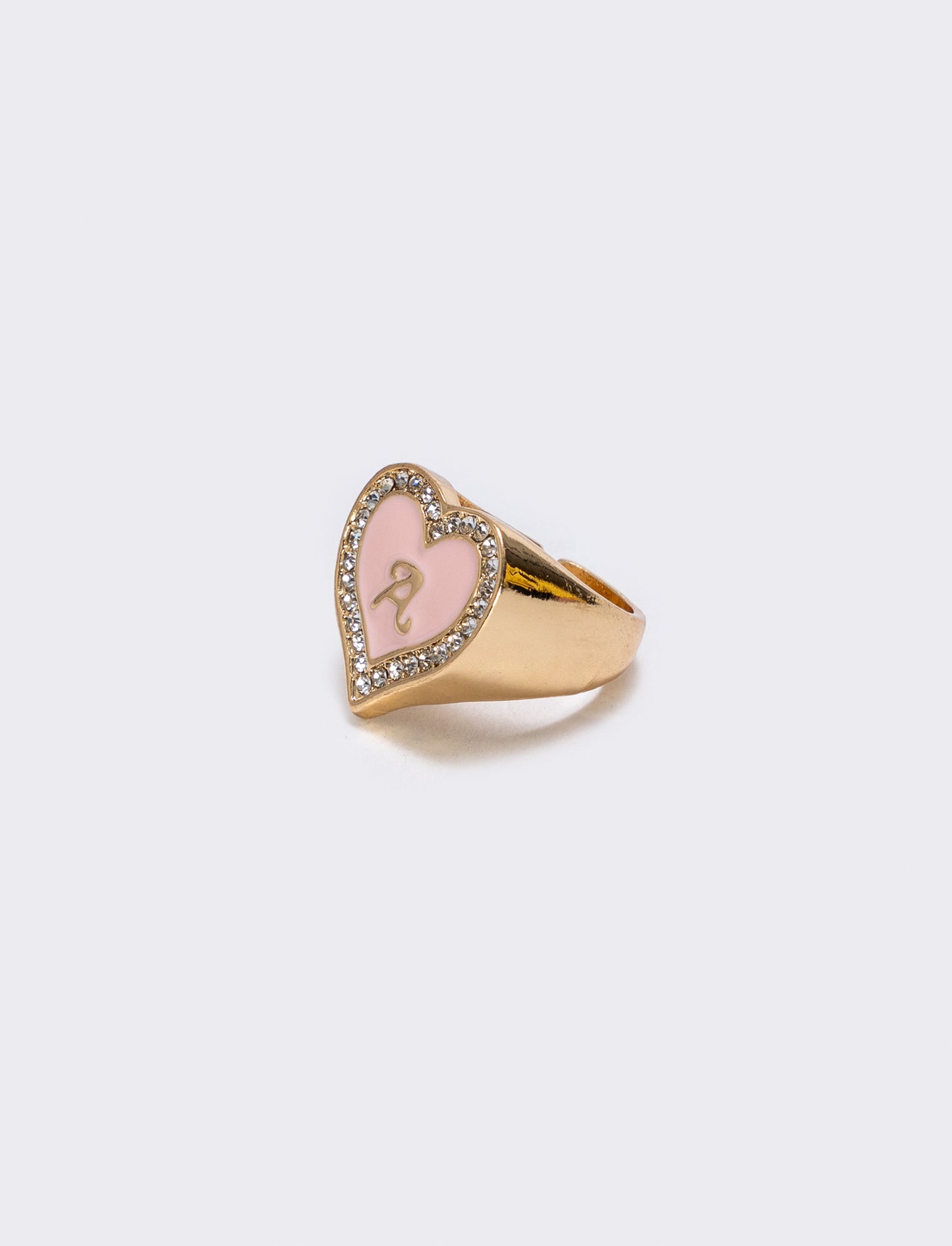 Anello cuore smaltato con strass - var 1