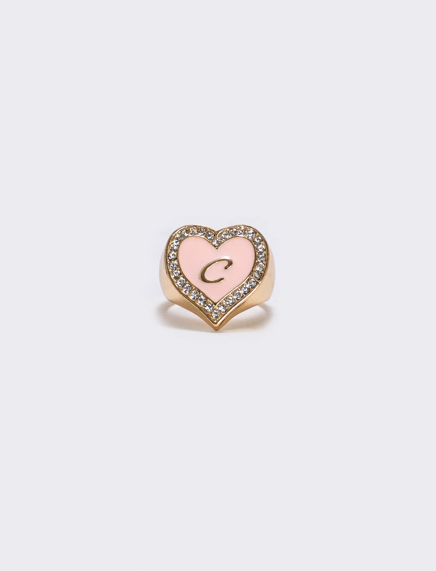 Anello cuore smaltato con strass - var 2