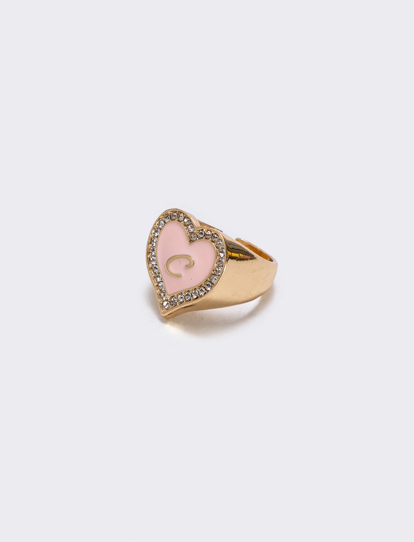 Anello cuore smaltato con strass - var 2