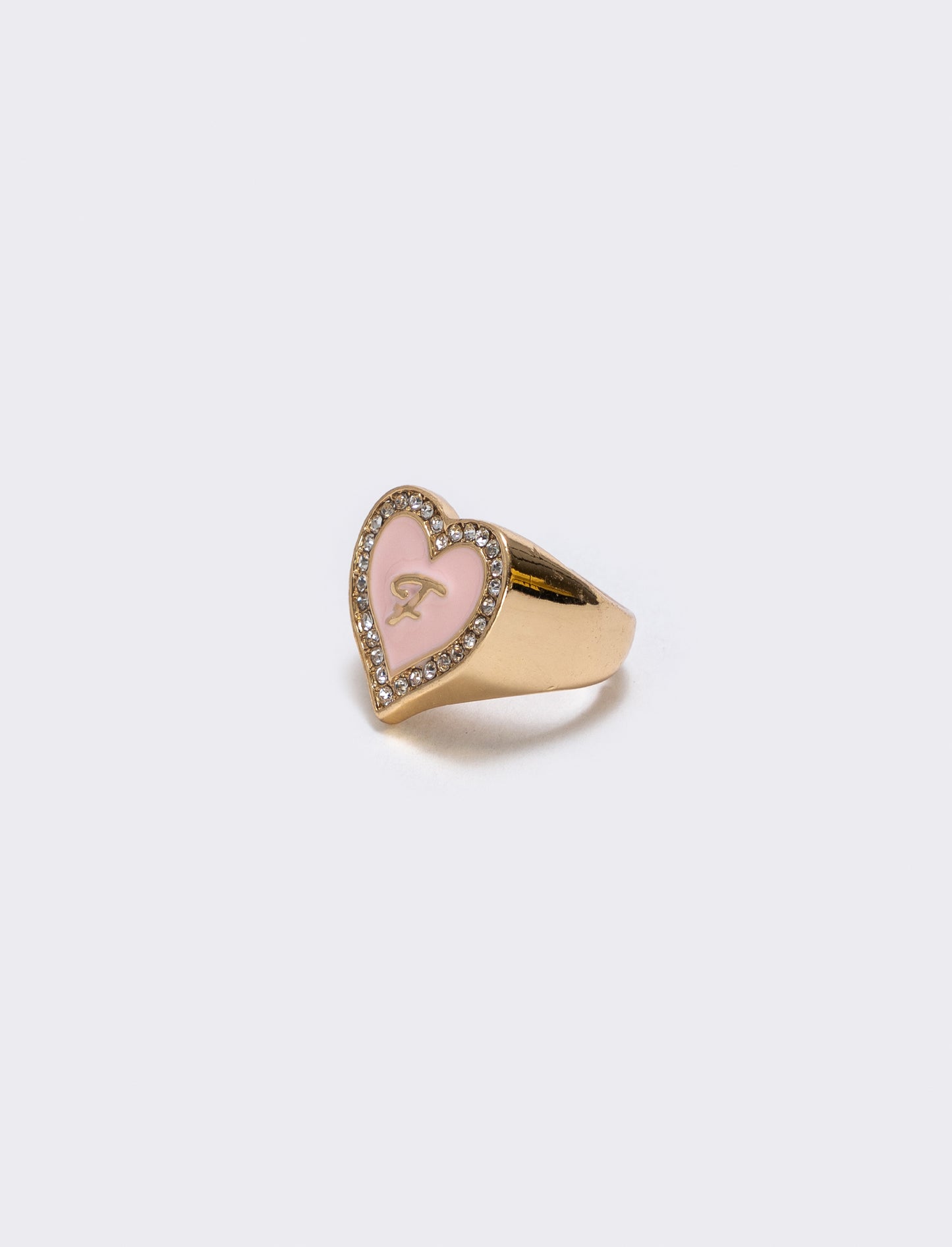 Anello cuore smaltato con strass - var 3