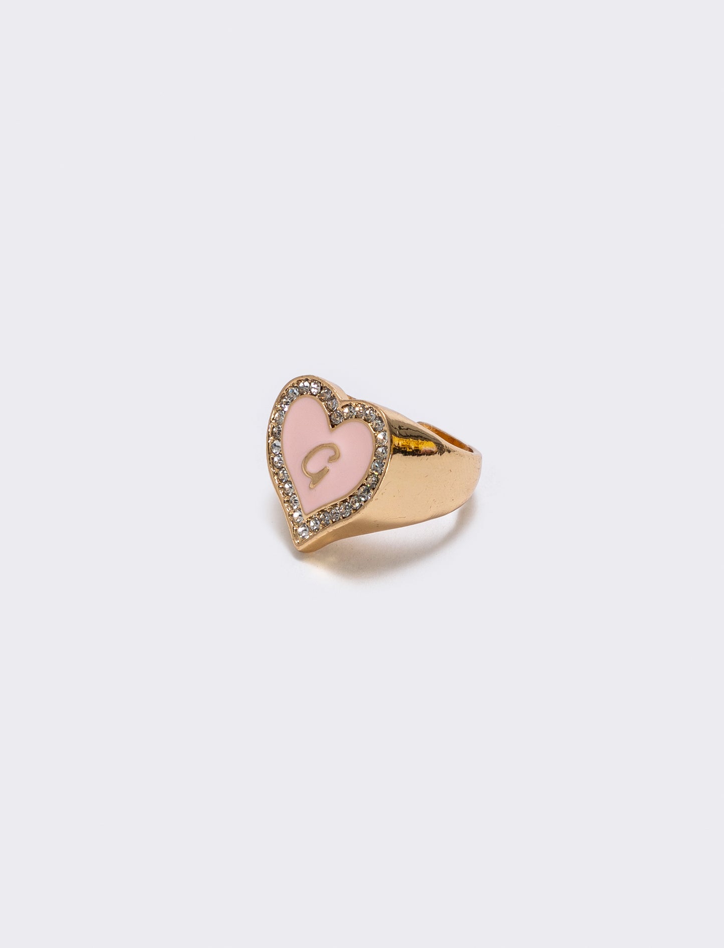 Anello cuore smaltato con strass - Var 4