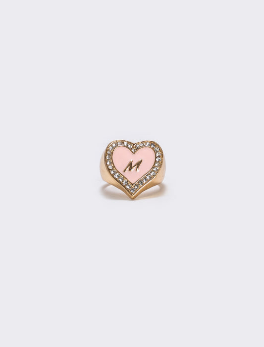Anello cuore smaltato con strass - Var 5