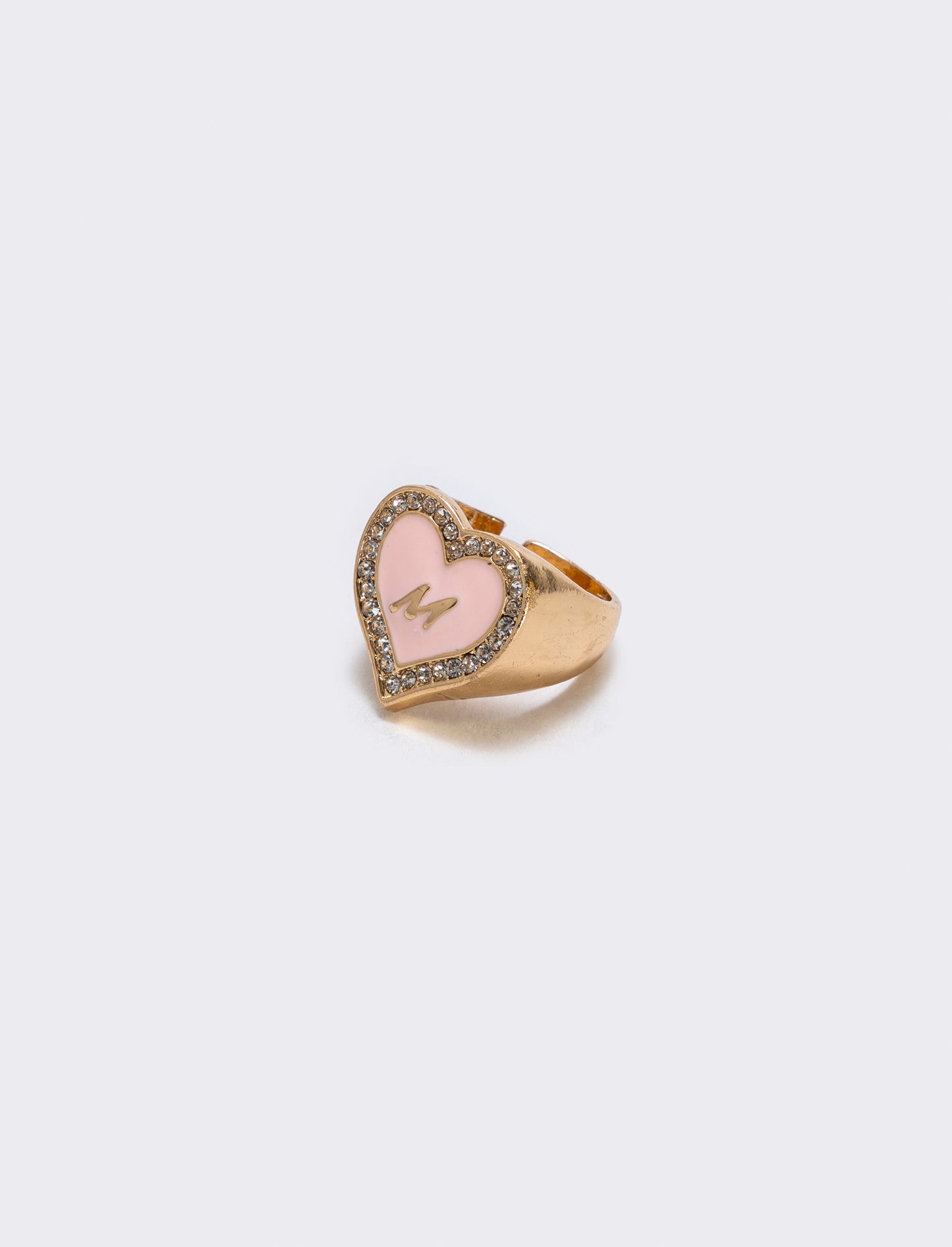 Anello cuore smaltato con strass - Var 5