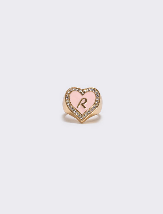 Anello cuore smaltato con strass - Var 6