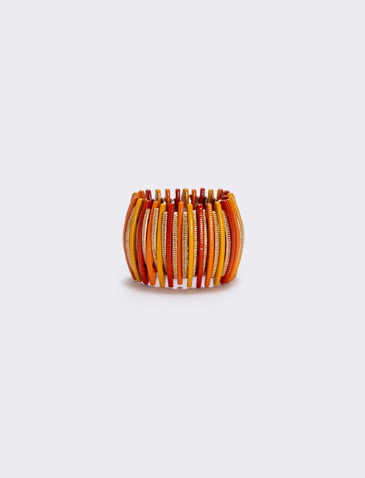 Anello elastico con barrette colorate - Arancio