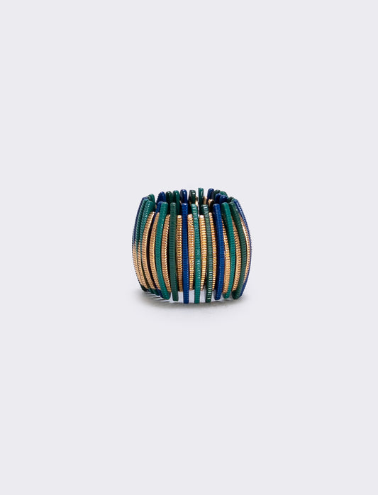 Anello elastico con barrette colorate - Turchese