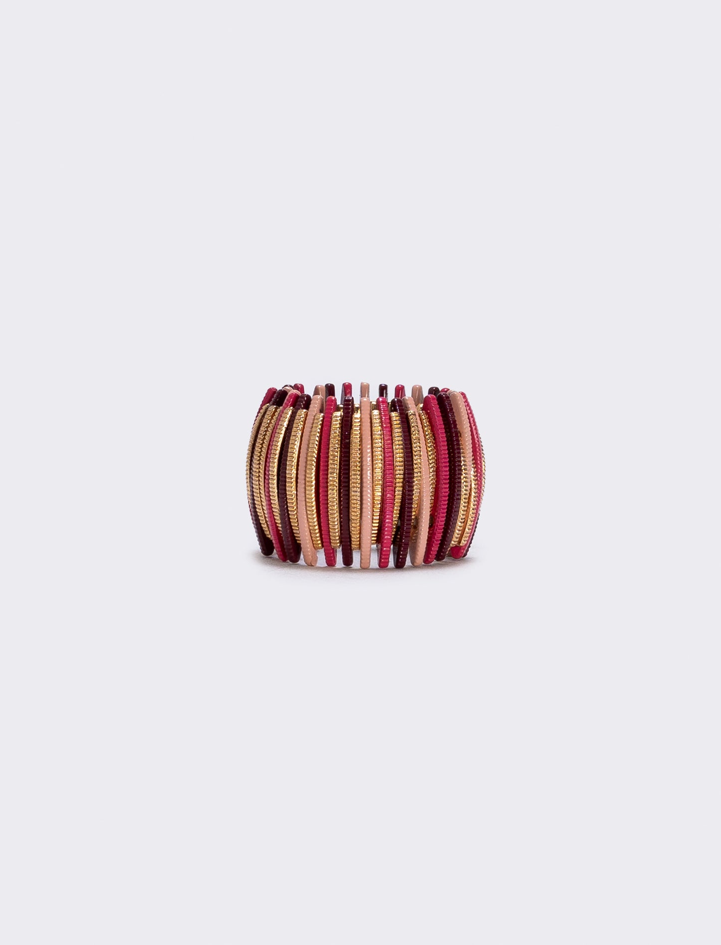 Anello elastico con barrette colorate - Rosa