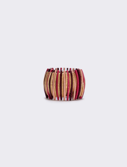 Anello elastico con barrette colorate - Rosa