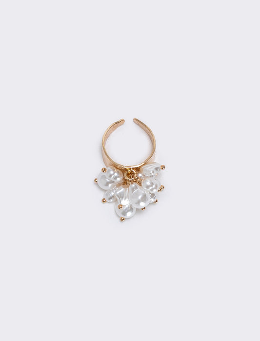 Anello con perle e ciondolo elegante - Oro