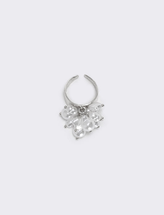 Anello con perle e ciondolo elegante - Argento