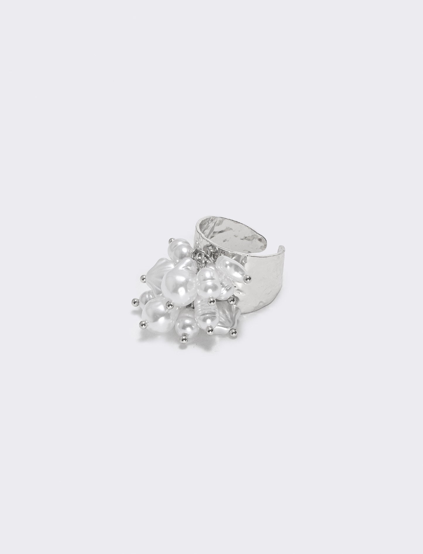 Anello con perle e ciondolo elegante - Argento