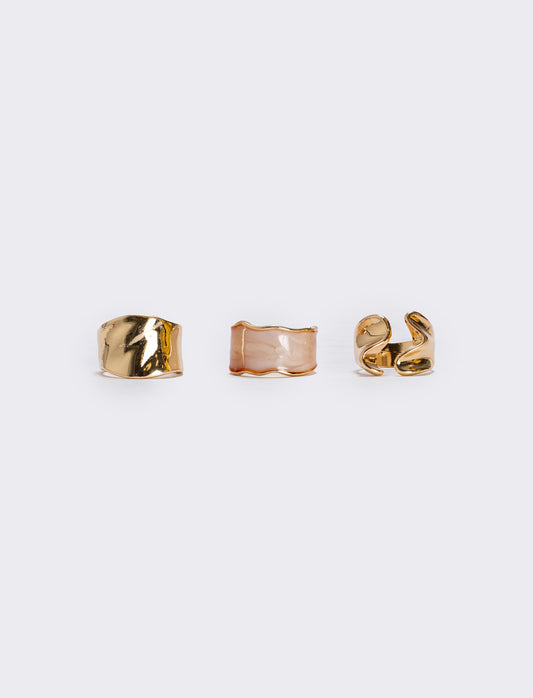Anelli in metallo martellato - Rosa