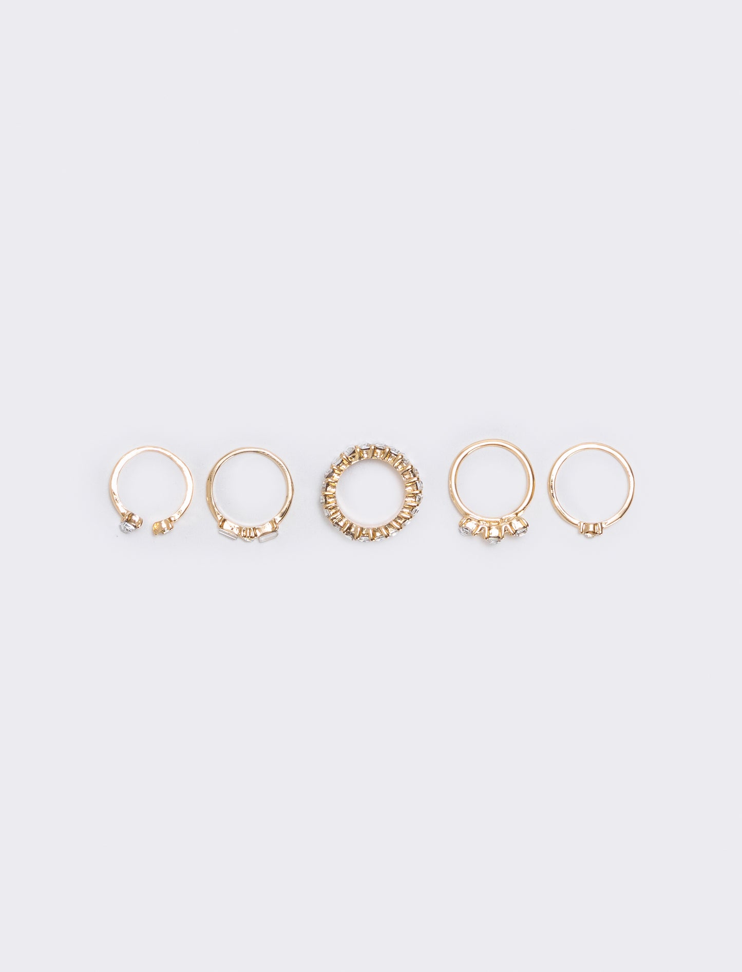 Card 5 rings with rhinestones - Gold