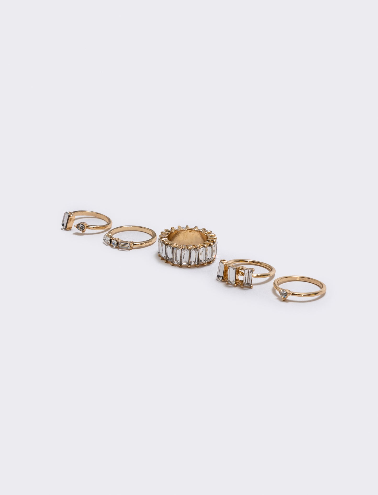 Card 5 rings with rhinestones - Gold