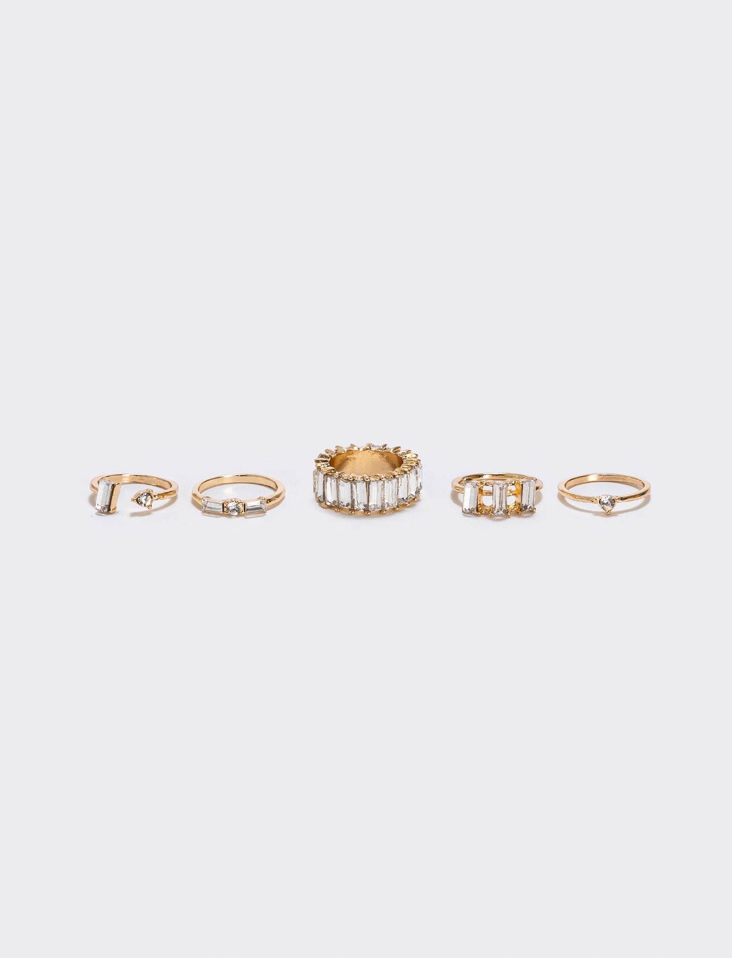 Card 5 rings with rhinestones - Gold