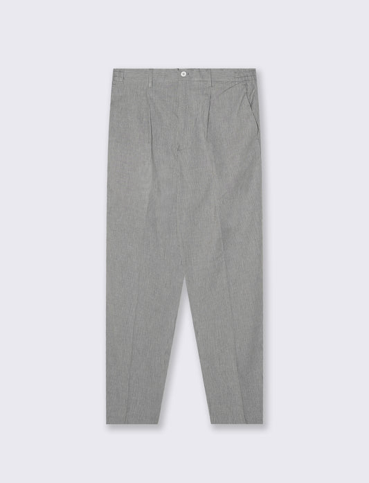 Pantaloni mix lino effetto riga formali - Grigio