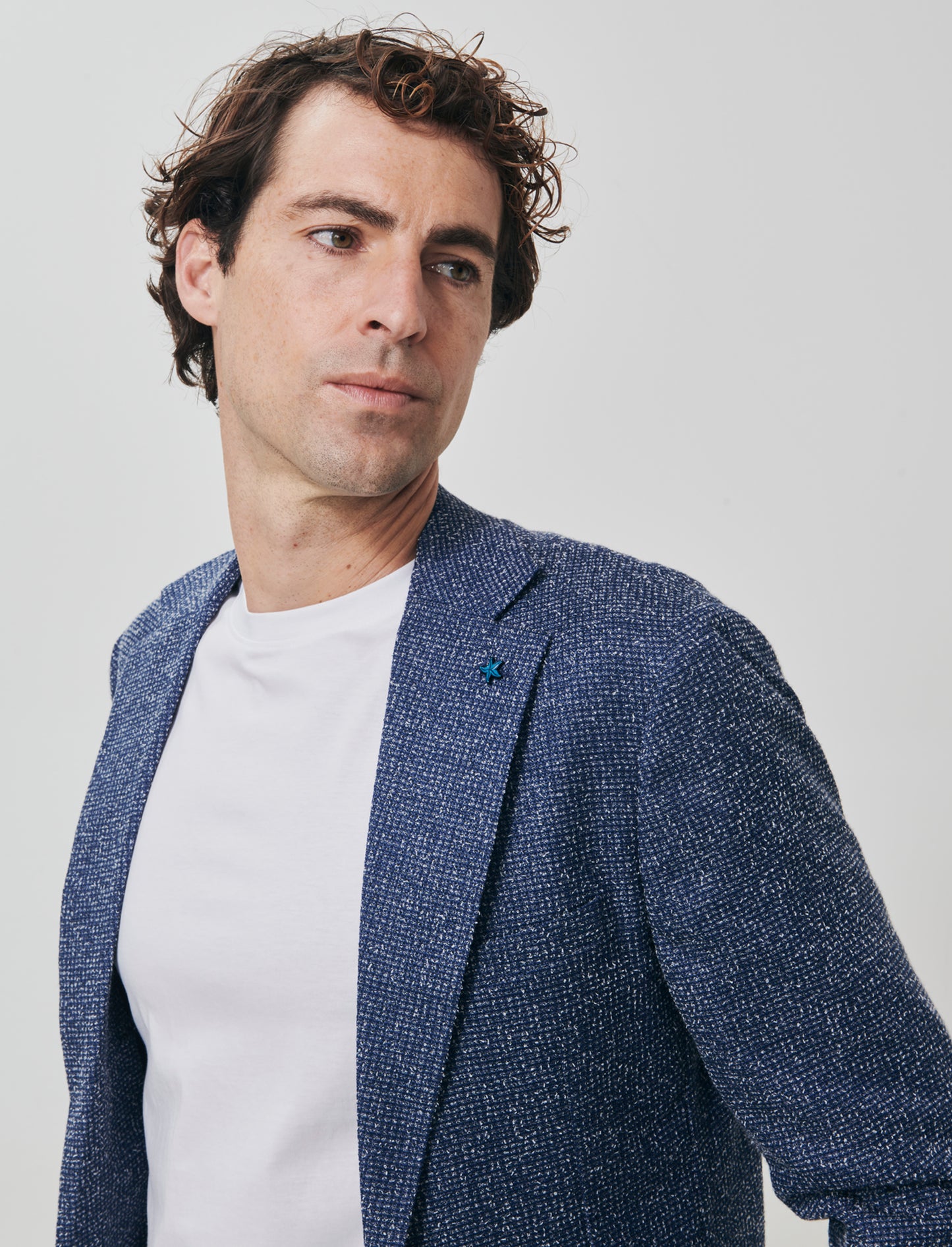 Deconstructed blazer in structured fabric - Blue