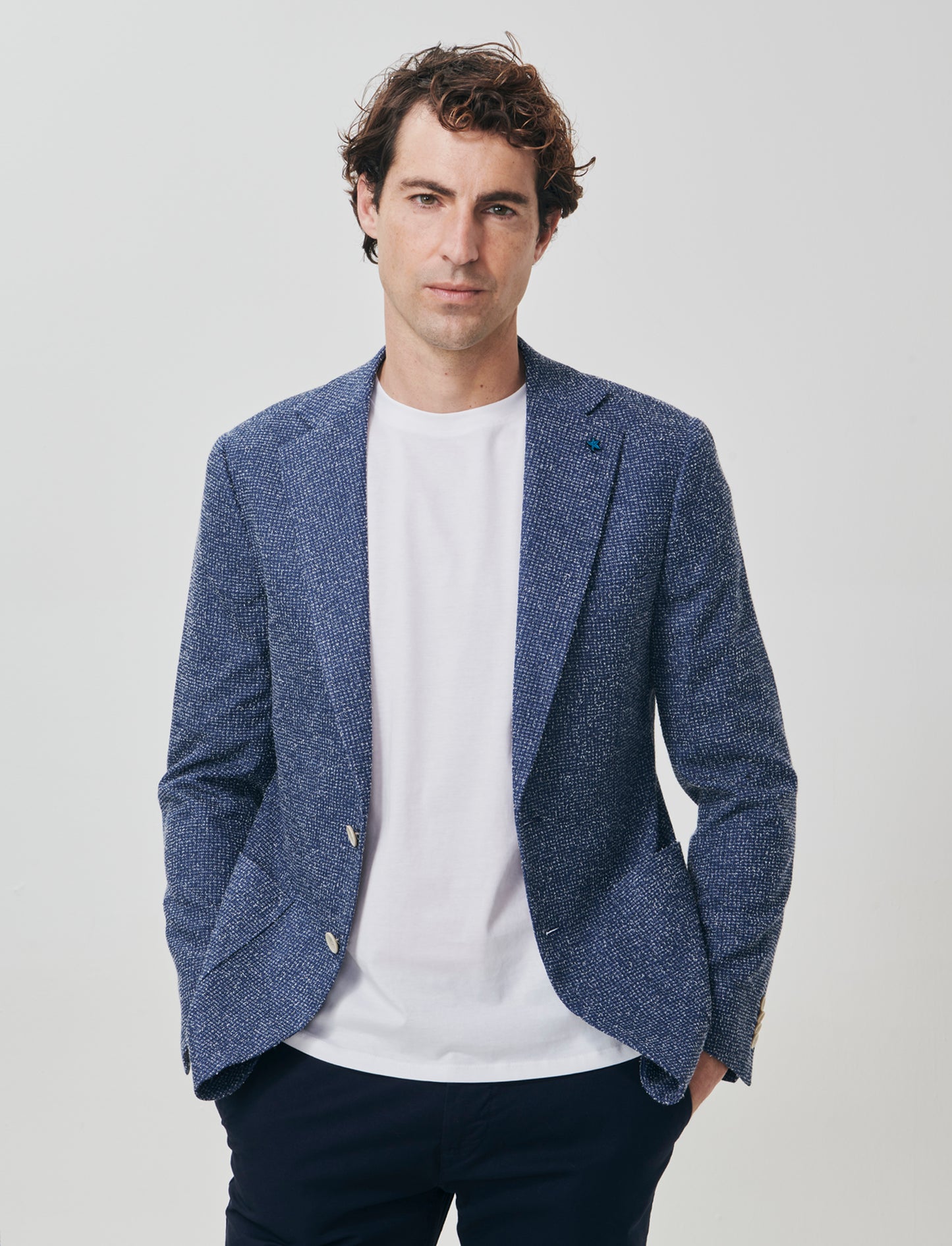 Deconstructed blazer in structured fabric - Blue