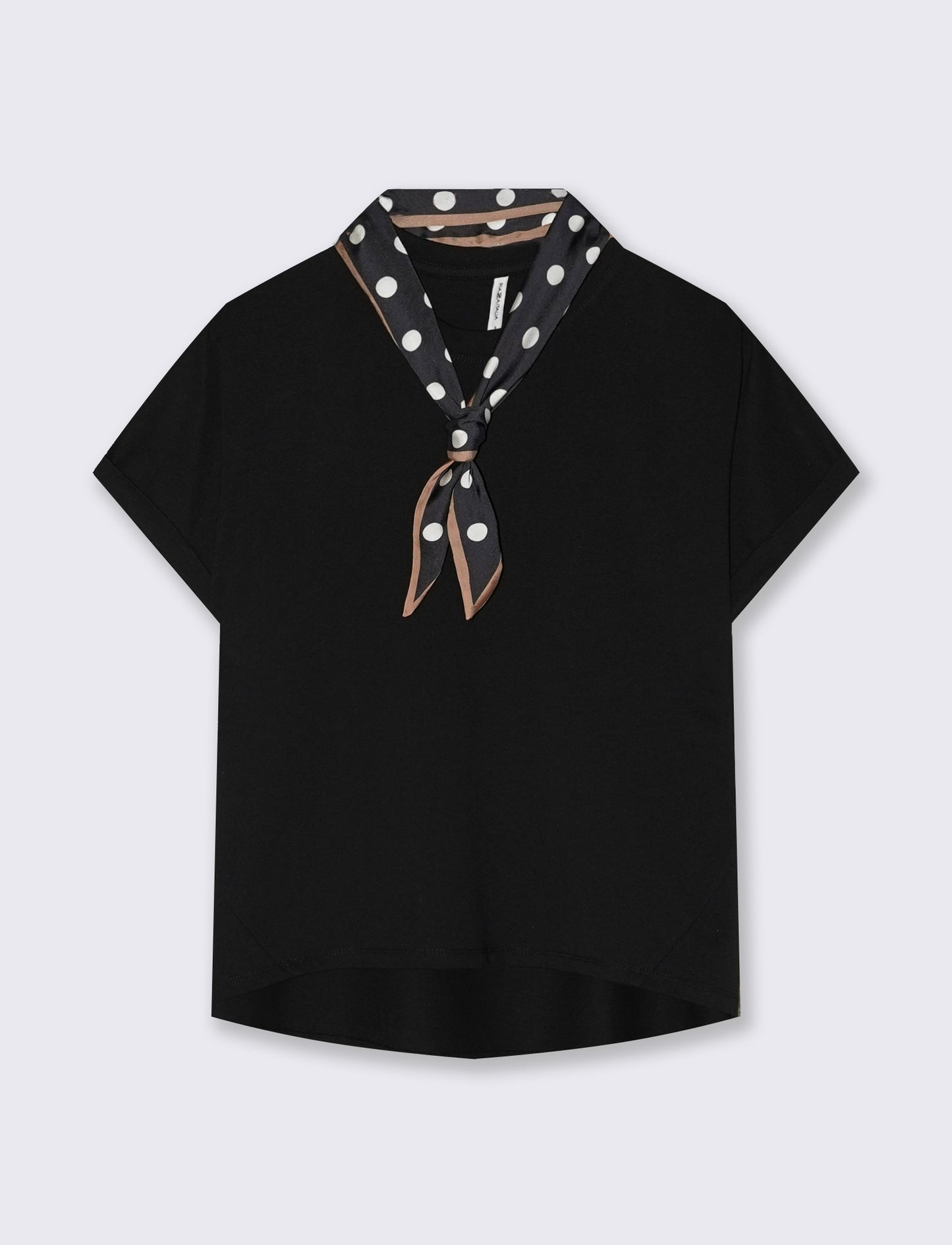 T-shirt in cotone con foulard incluso - Nero