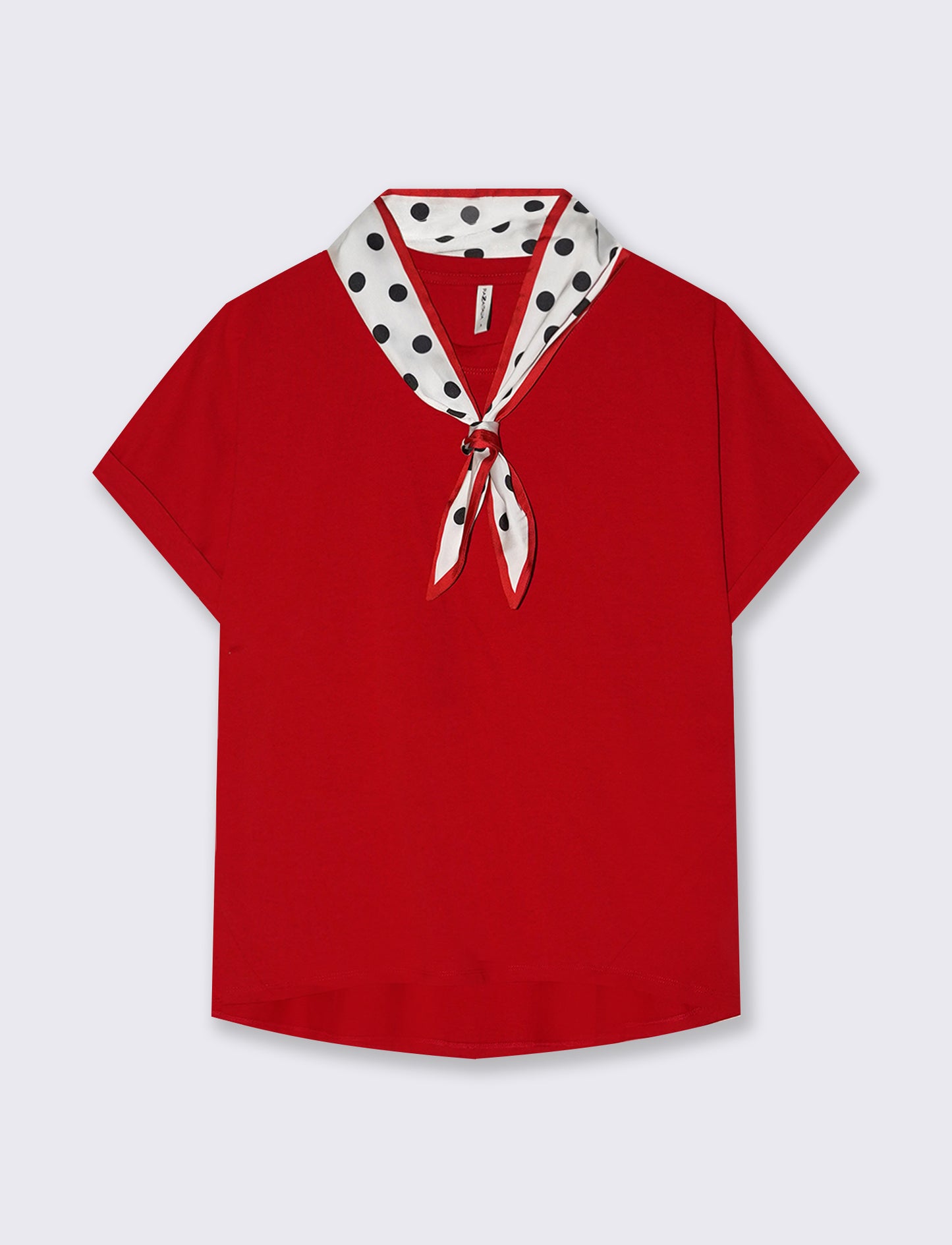 T-shirt in cotone con foulard incluso - Rosso