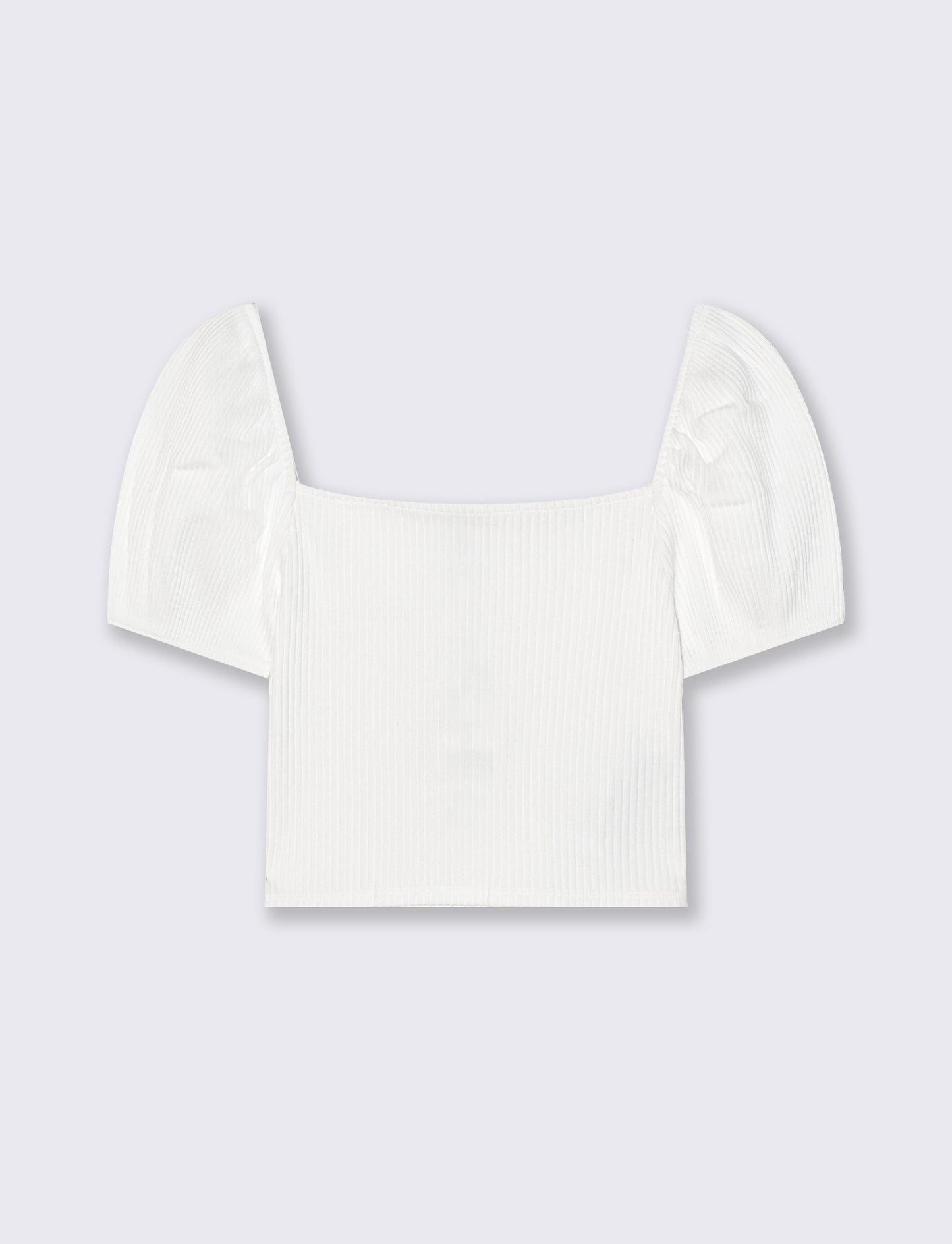 Top con scollo quadrato e maniche a palloncino - Bianco