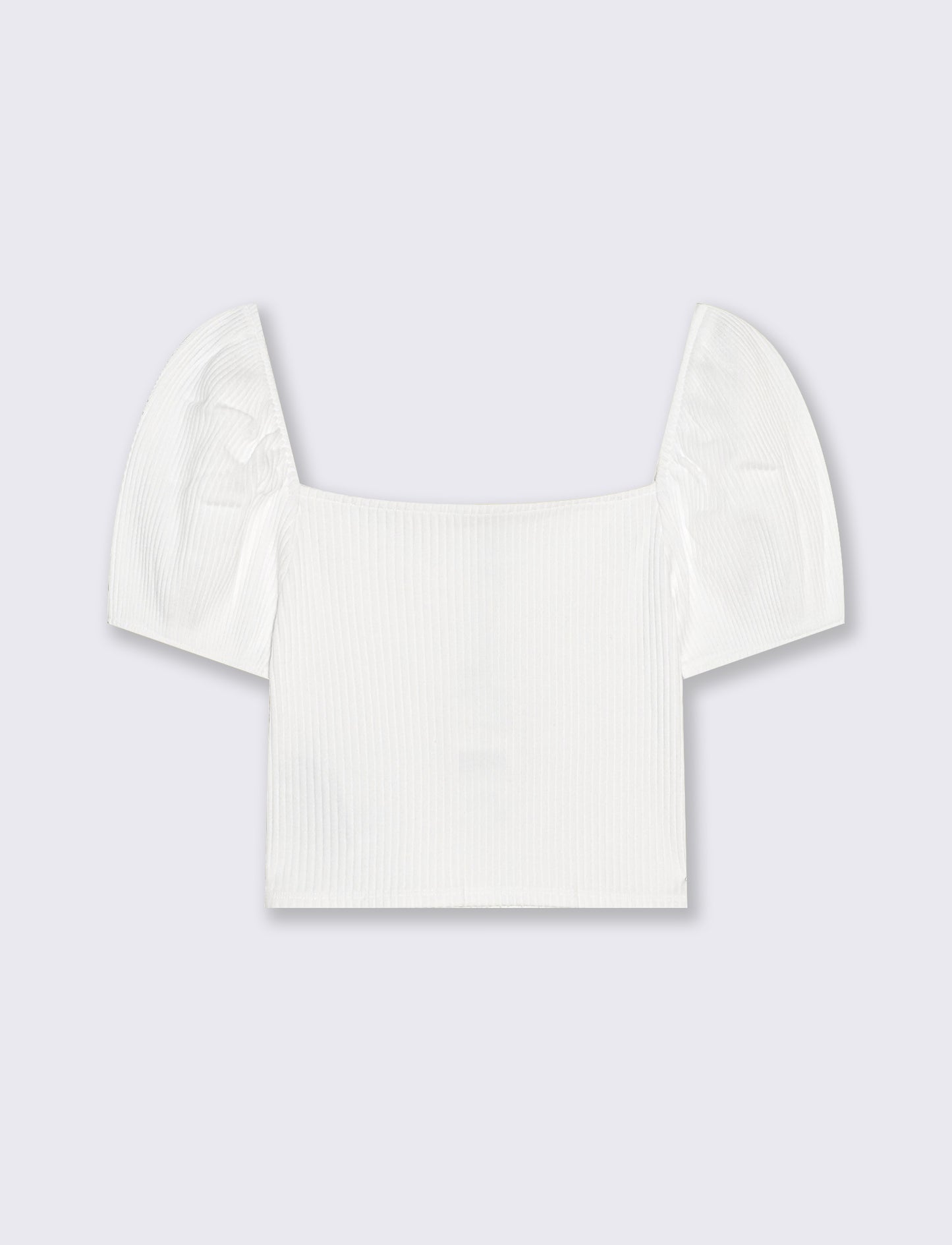 Top con scollo quadrato e maniche a palloncino - Bianco