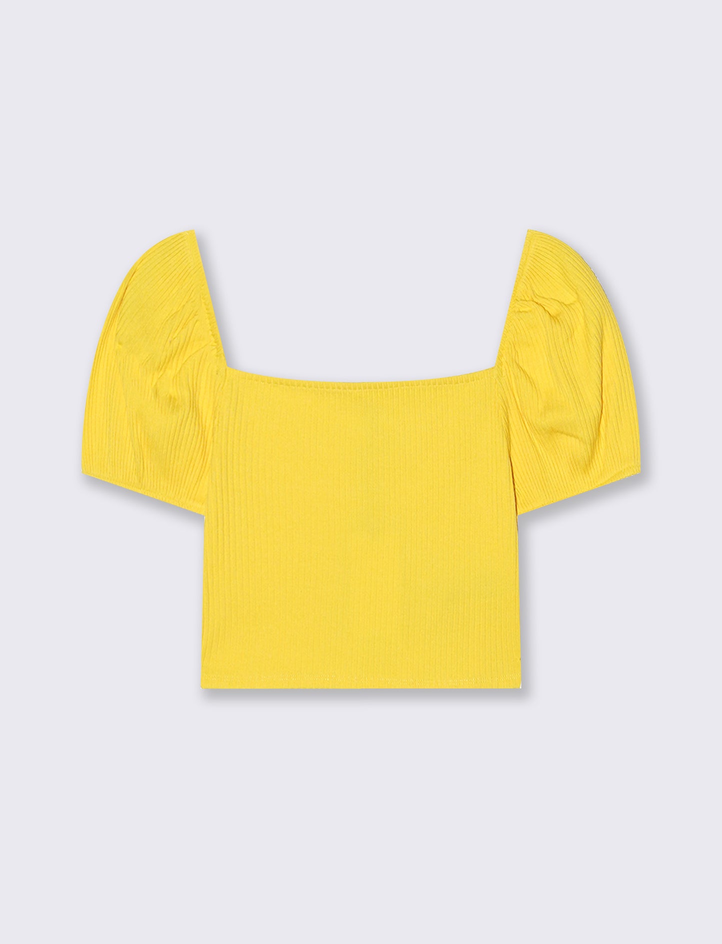 Top con scollo quadrato e maniche a palloncino - Giallo limone