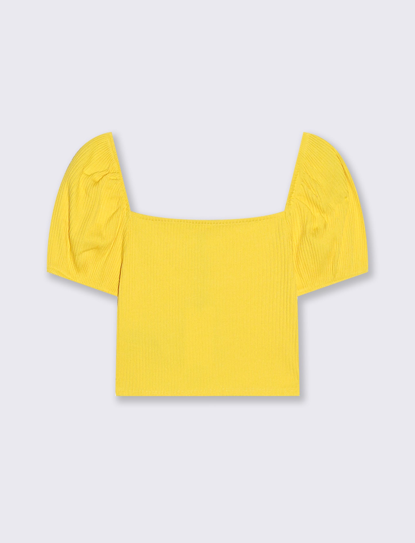 Top con scollo quadrato e maniche a palloncino - Giallo limone