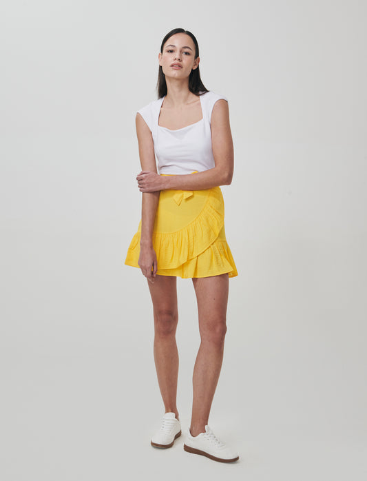 T-Shirt Slim con Spalla Scesa e Scollo Quadrato - Bianco