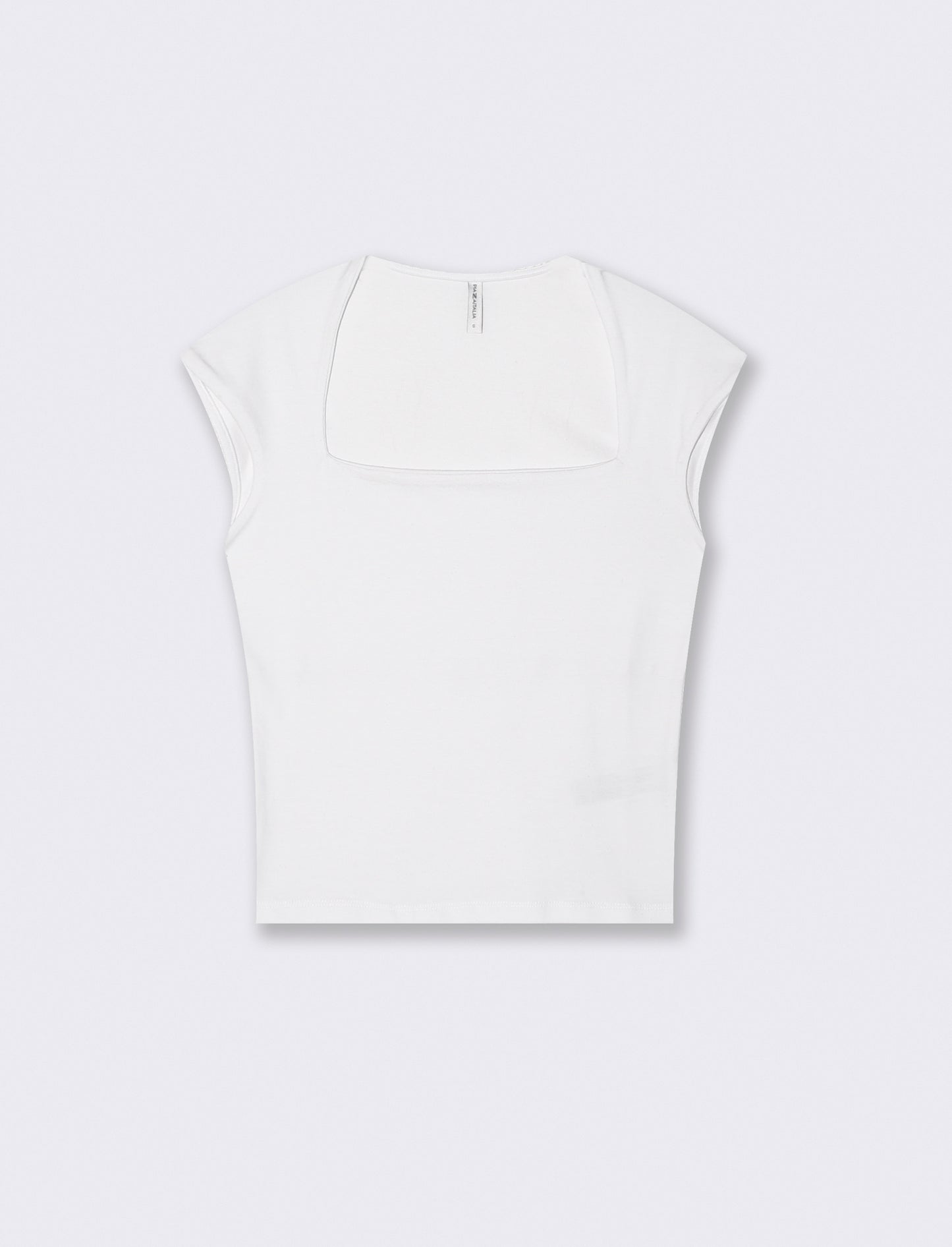 T-Shirt Slim con Spalla Scesa e Scollo Quadrato - Bianco
