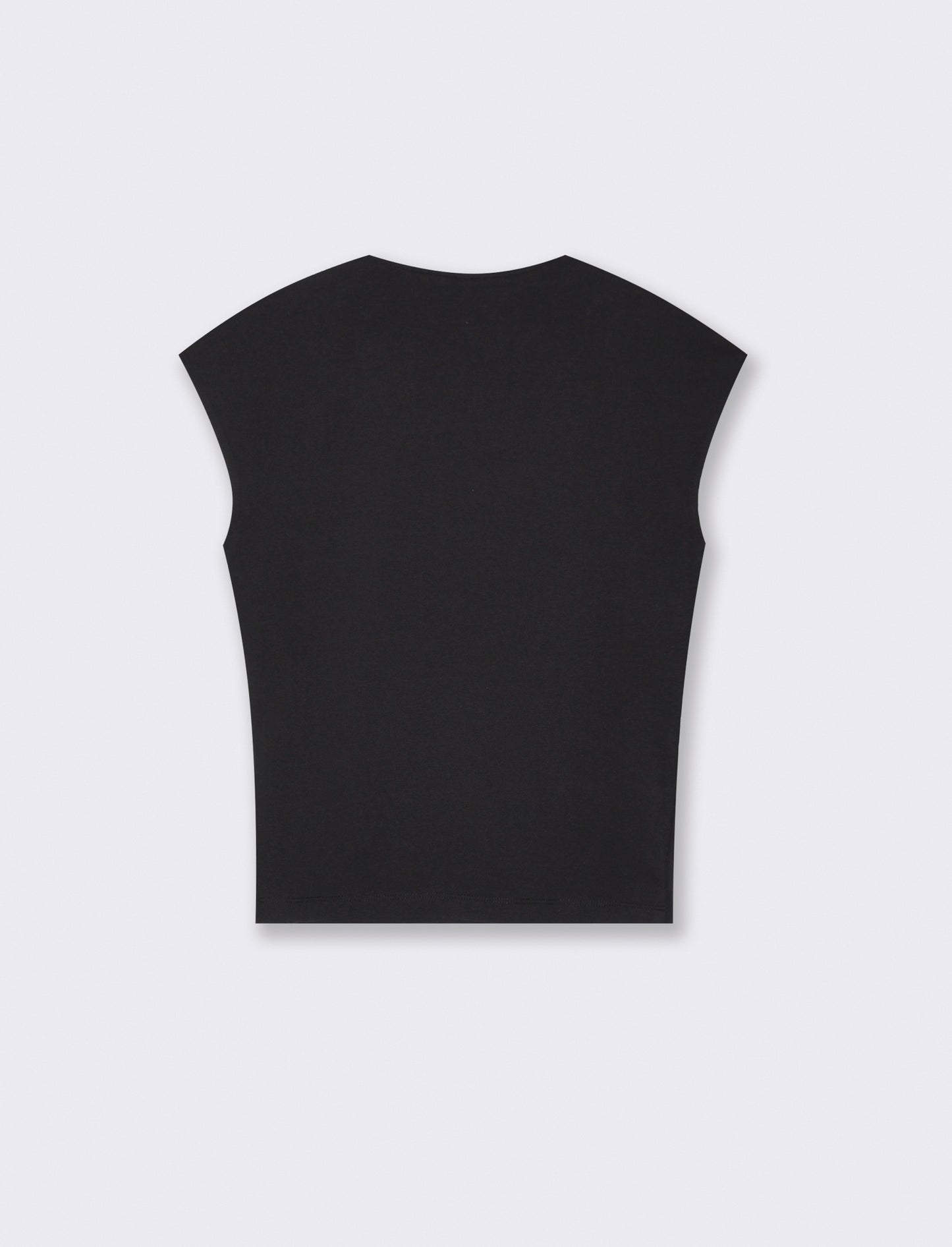 T-Shirt Slim con Spalla Scesa e Scollo Quadrato - Nero