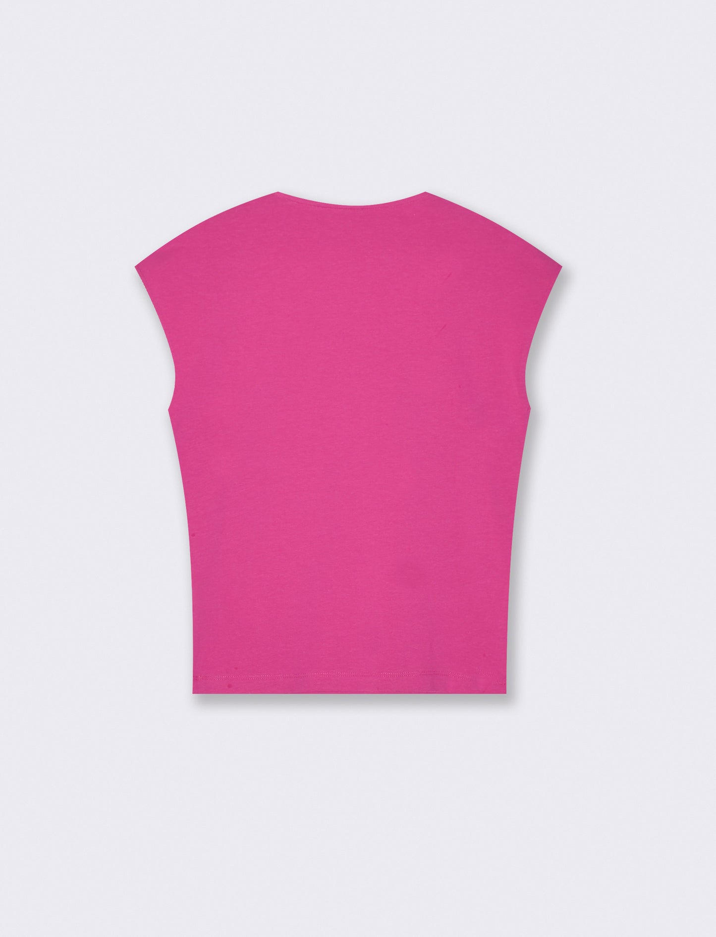 T-Shirt Slim con Spalla Scesa e Scollo Quadrato - Fuxia