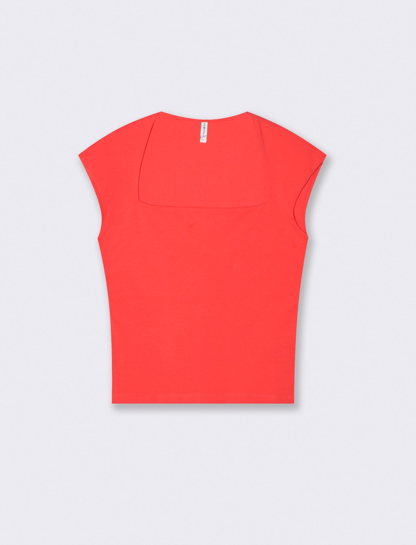 T-Shirt Slim con Spalla Scesa e Scollo Quadrato - Corallo